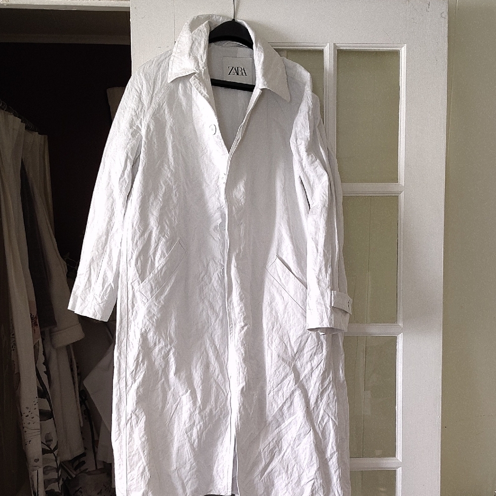 Zara White Long Lightweight Trench Coat